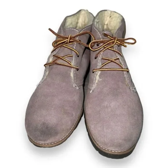 Wimzees Suede/Shearling Chukka Boots Brown Made in USA Women's 10 - Picture 2 of 9